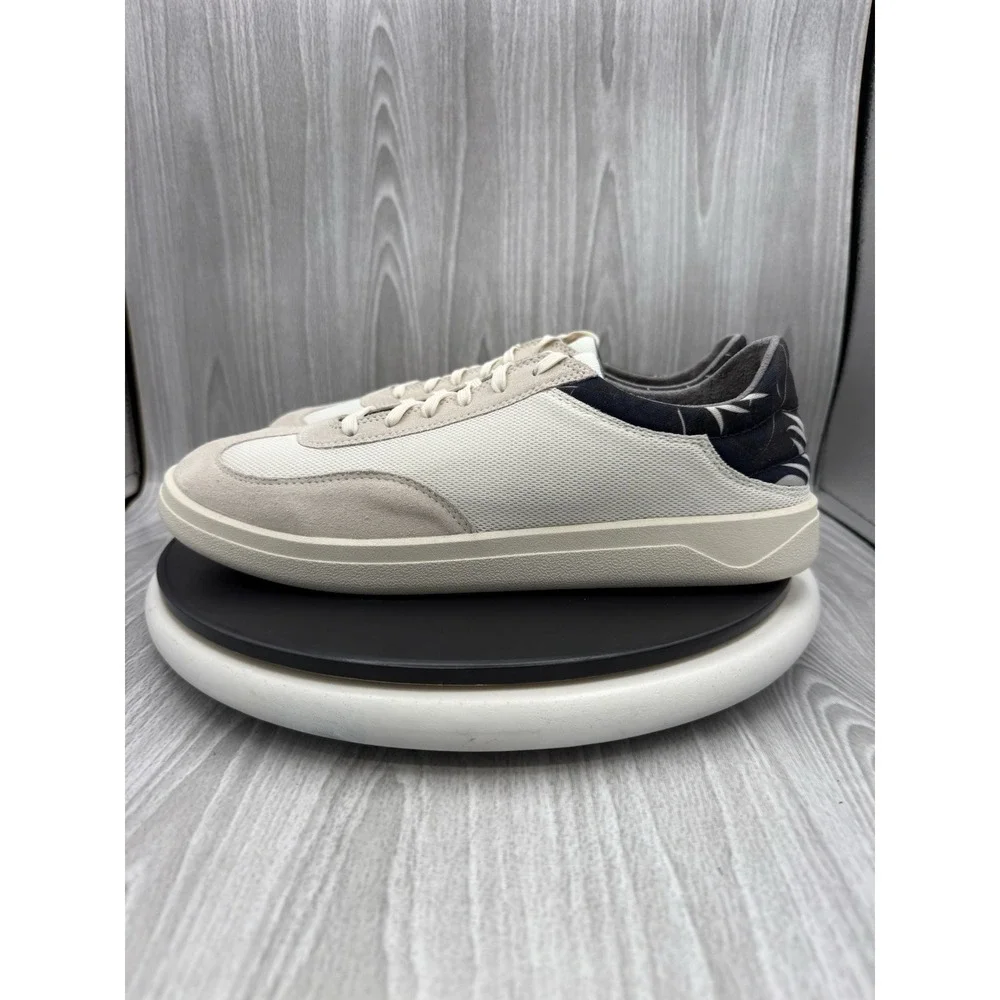 OluKai Punini Mens Size 11.5 Off White Aloha Navy Court Casual Shoes Sneakers